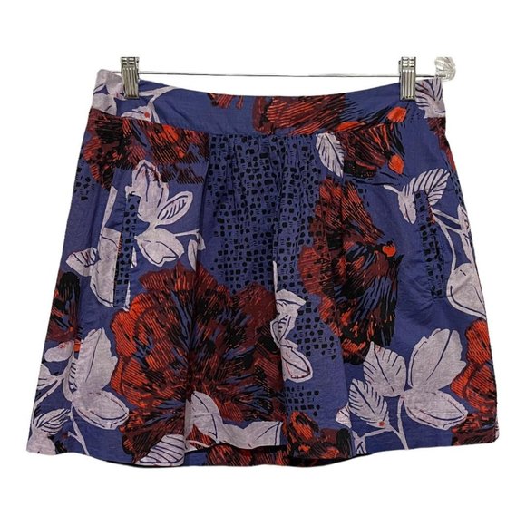 Edme & Esyllte Anthropologie Small Blue Printed A Line Mini Skirt - Picture 2 of 6